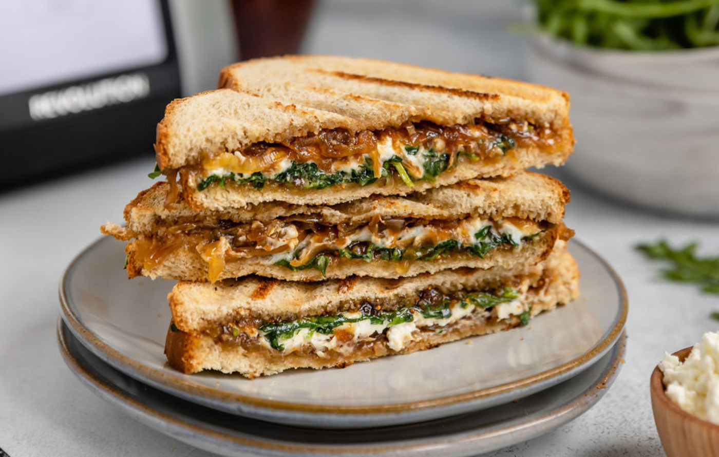 The G.O.A.T: Goat Cheese, Fig Jam, Caramelized Onion, & Arugula Grilled Cheese