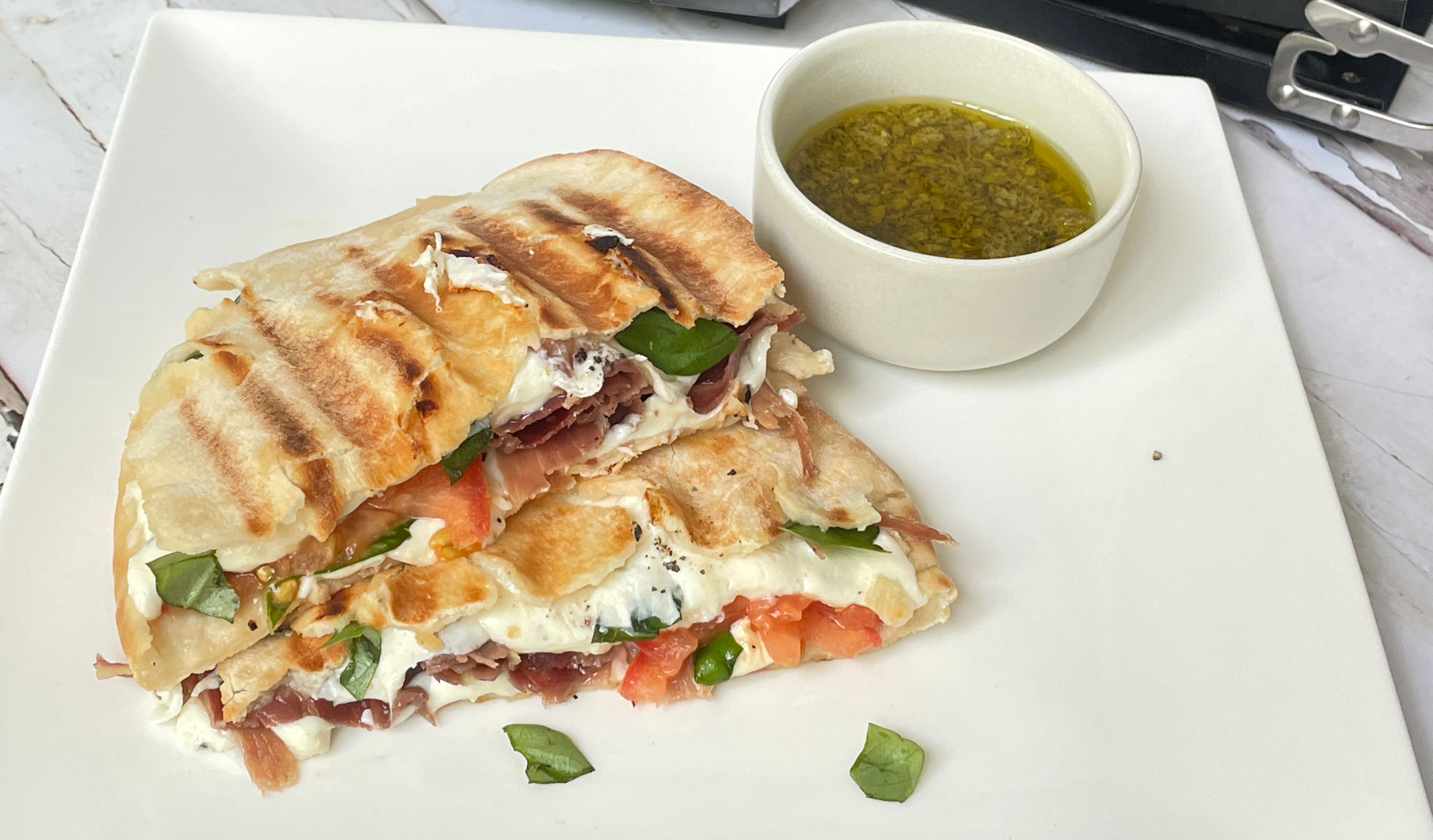 Little Luigi: Crispy Prosciutto Caprese Pita Pocket Panini