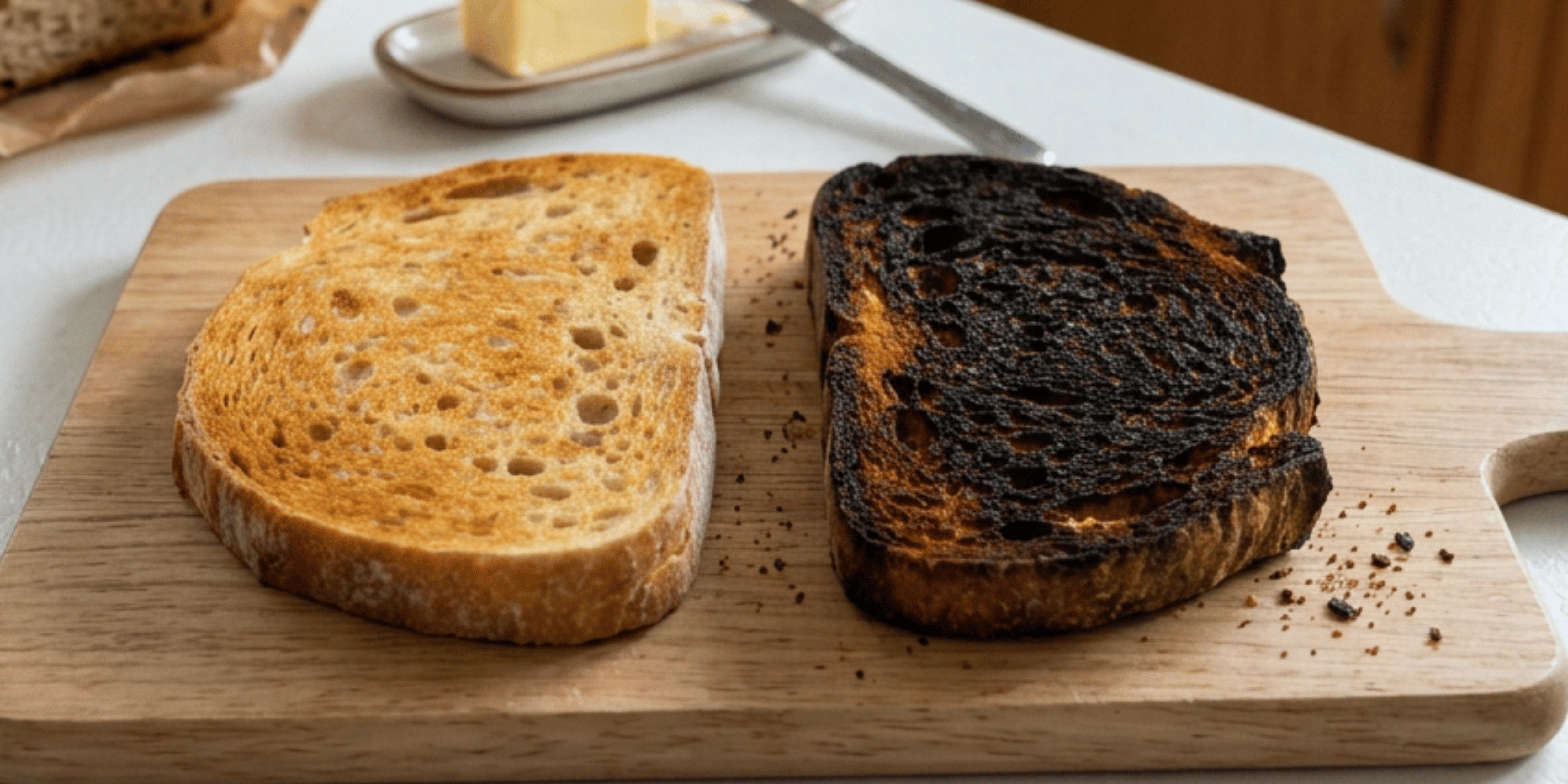 toasted and burnt sourdough