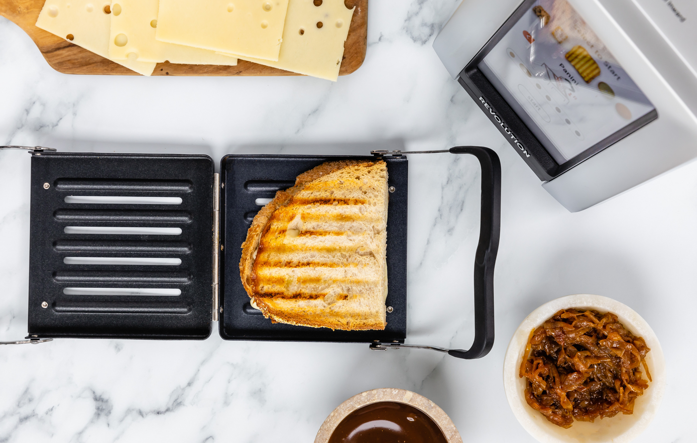 Toaster grilled cheese in toastie press