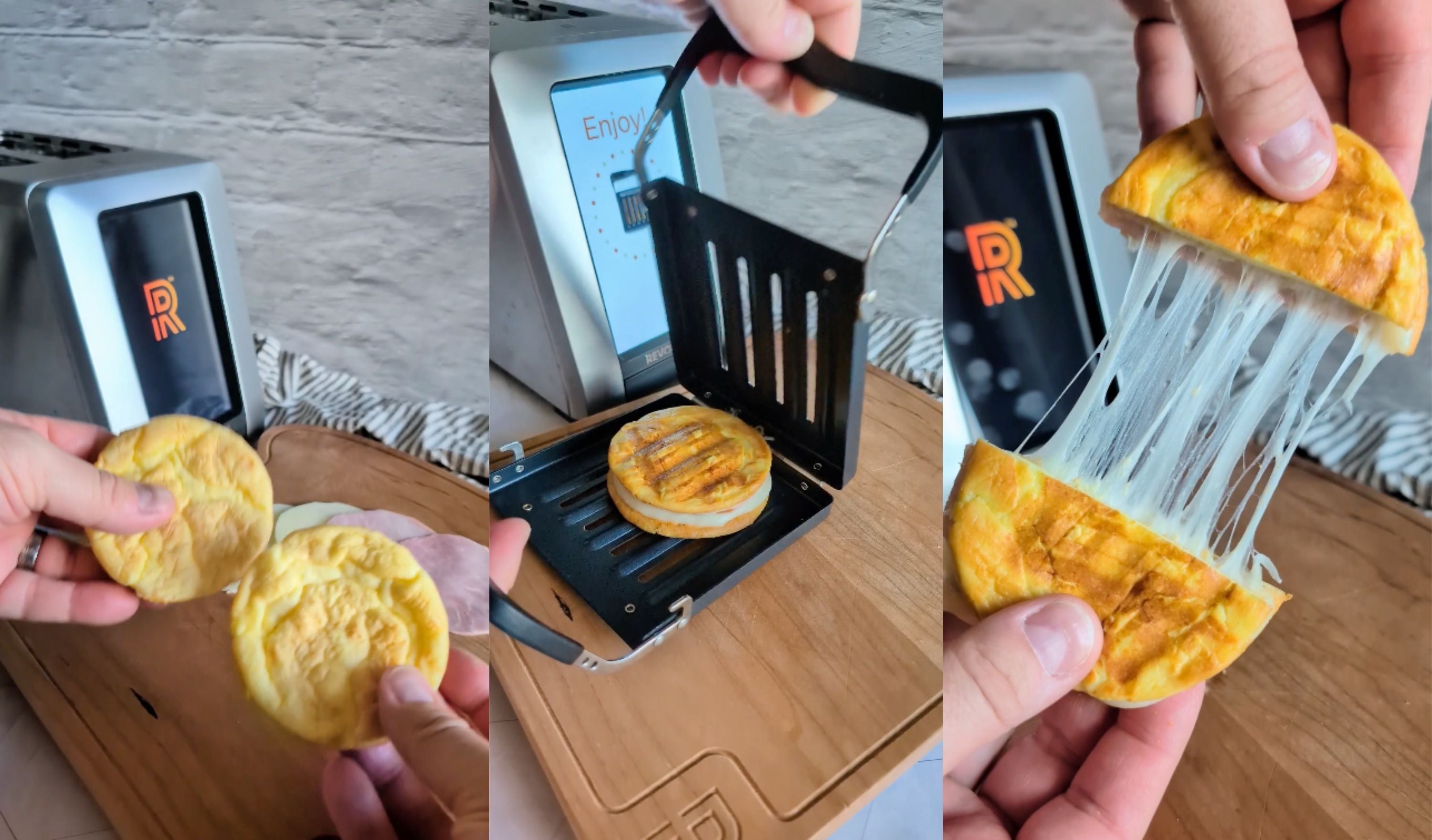 Cloud 9 gluten-free toastie with golden crust and melted jam center on white plate