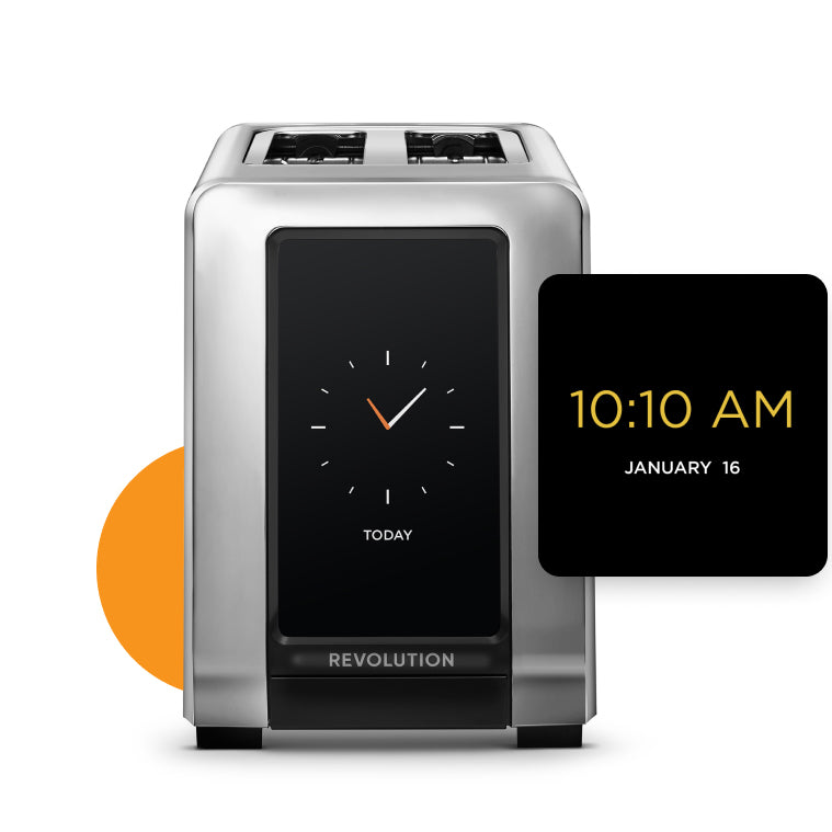 Revolution toaster with Analog clock screen, digital clock next to it